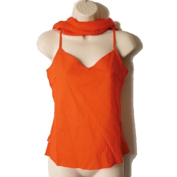 NWT 2-PC SET Shadow Stripe Blouse & Camisole XXS J Crew Brilliant Sunset Orange - Picture 4 of 8